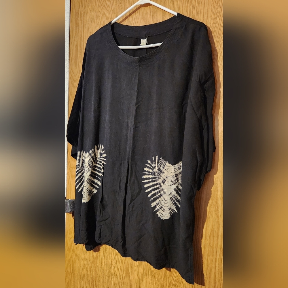 Black Poncho with White Pattern